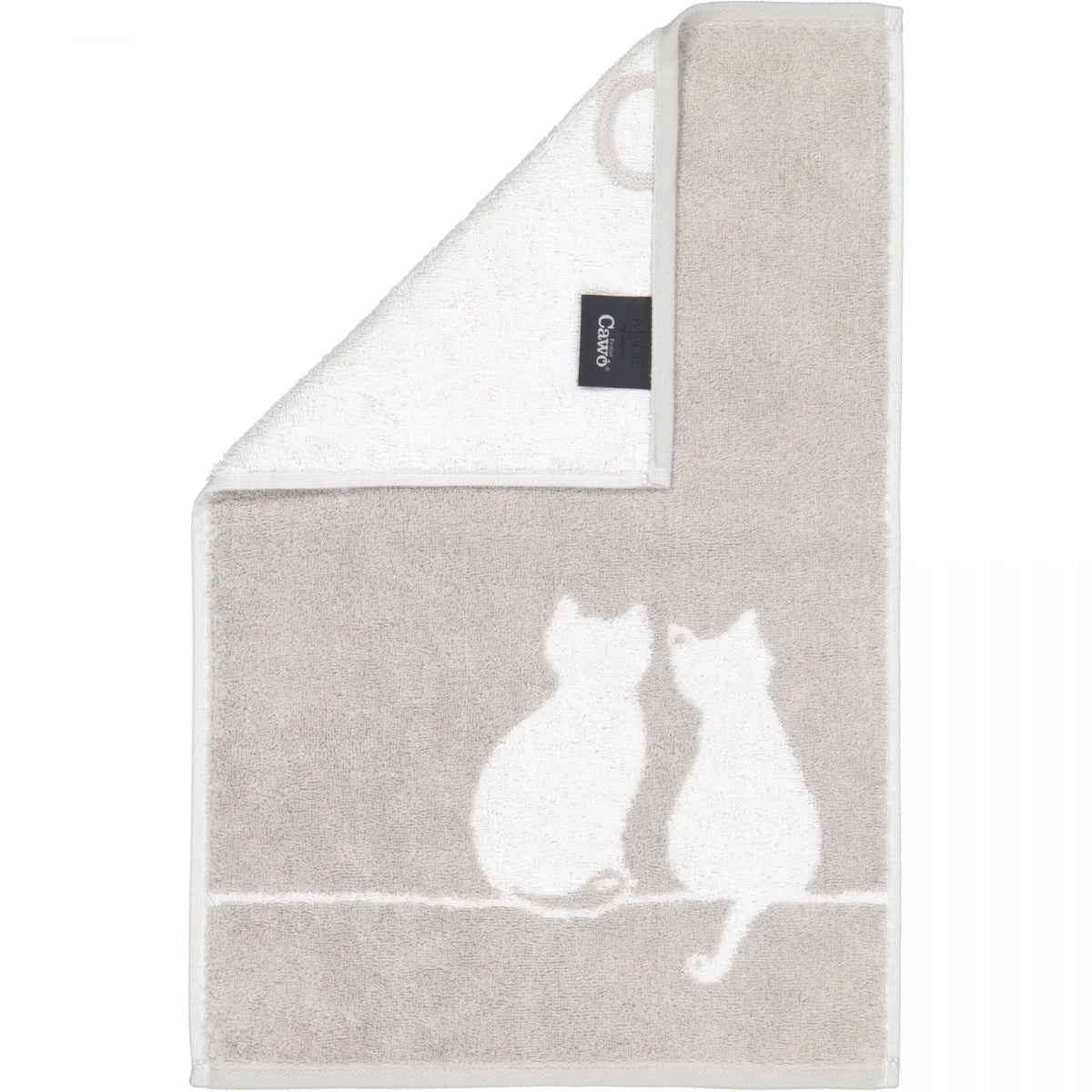 Cawö Handtuch CUTE CATS platin/weiß