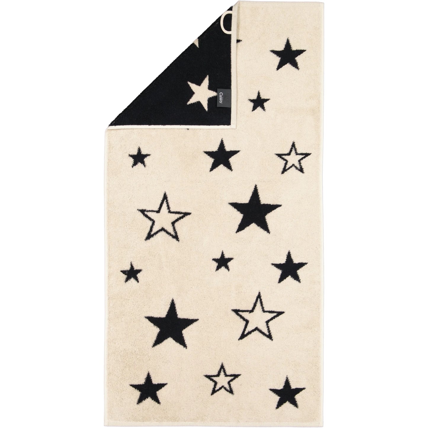 Cawö Handtuch „Christmas Edition Sterne“ – Beige/Schwarz