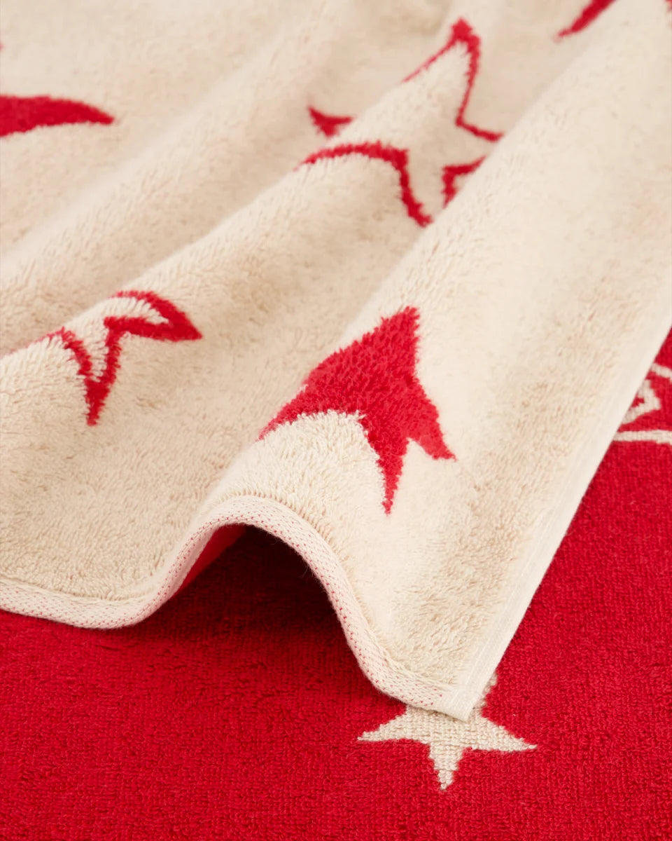 Cawö Handtuch "Christmas Edition Sterne" – Beige/Grün