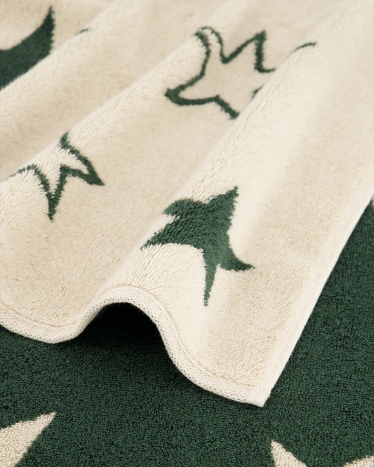 Cawö Handtuch "Christmas Edition Sterne" – Beige/Grün