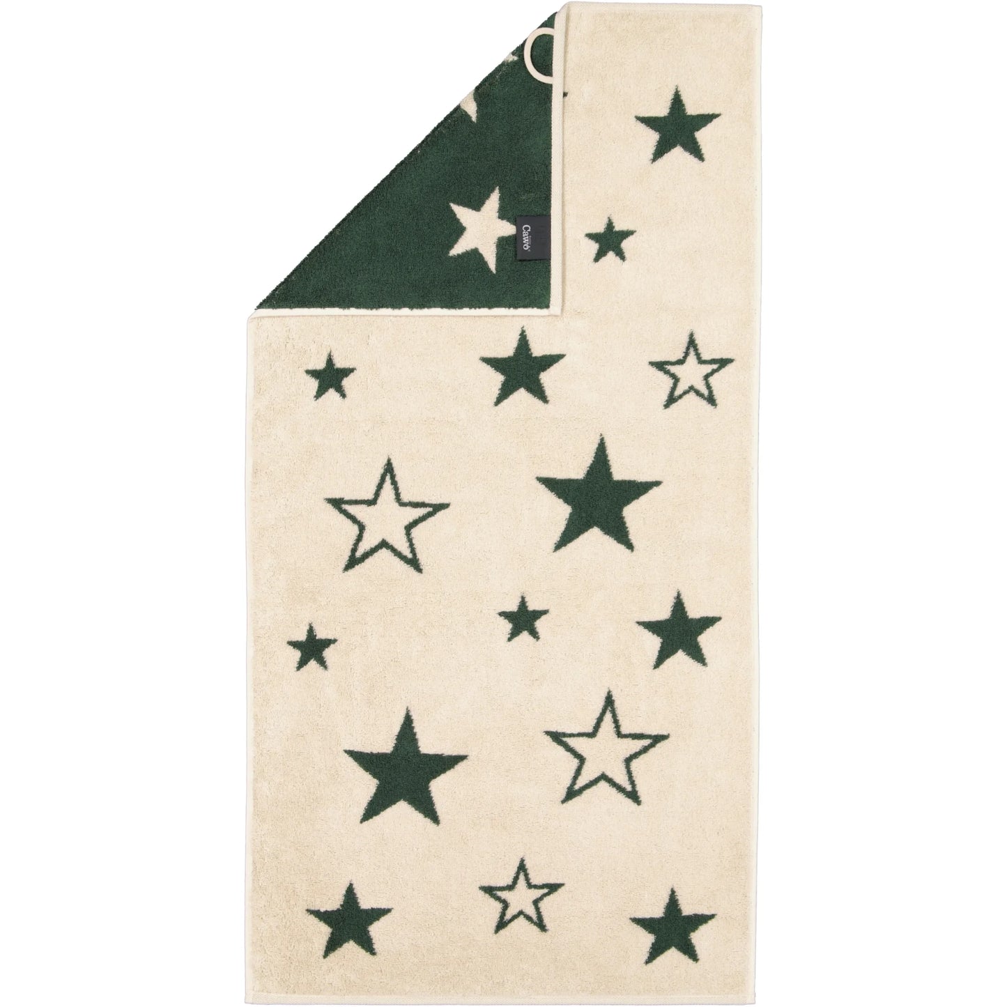 Cawö Handtuch „Christmas Edition Sterne“ – Beige/Schwarz
