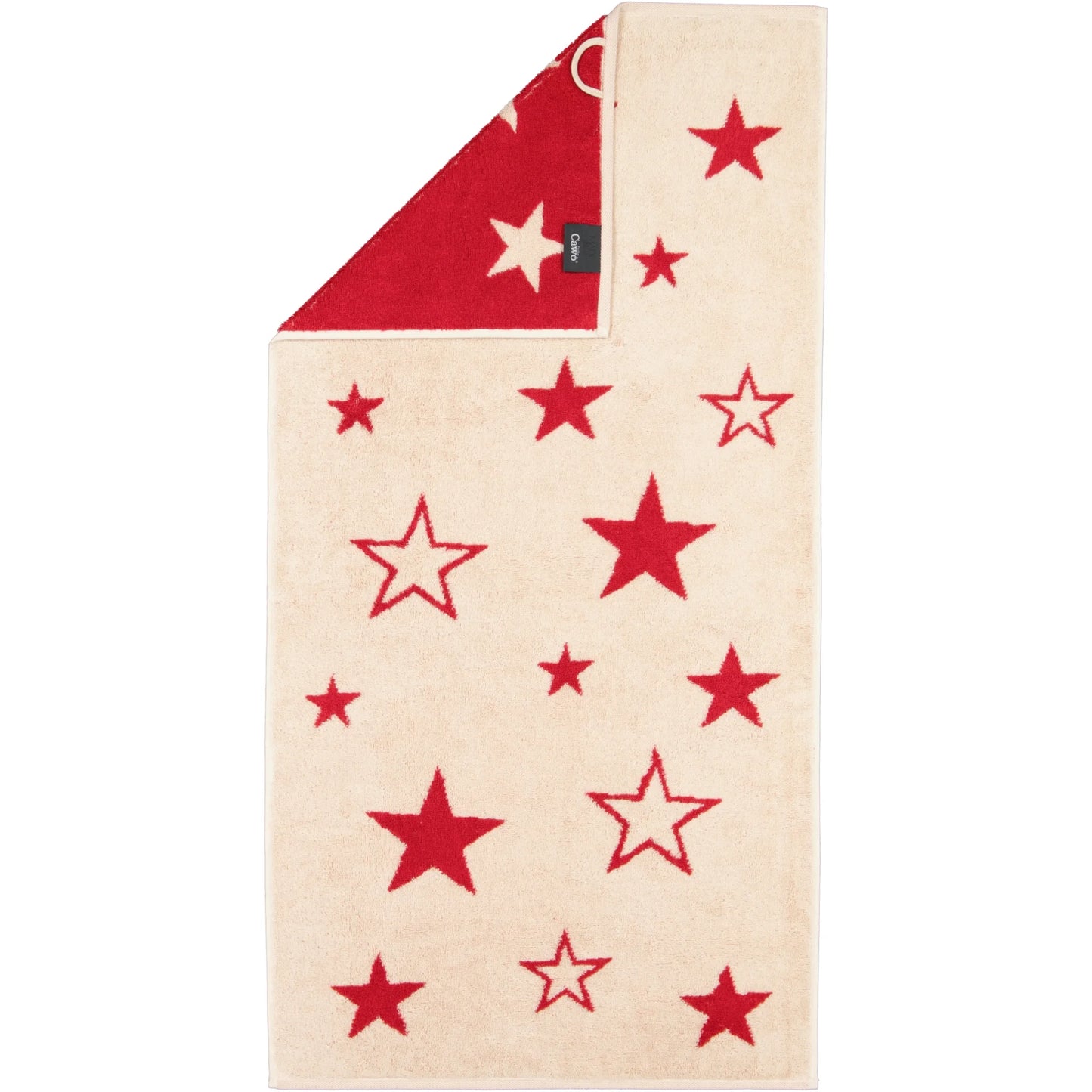 Cawö Handtuch „Christmas Edition Sterne“ – Beige/Schwarz