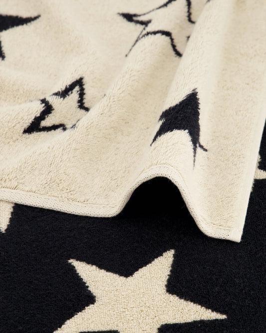 Cawö Handtuch „Christmas Edition Sterne“ – Beige/Schwarz