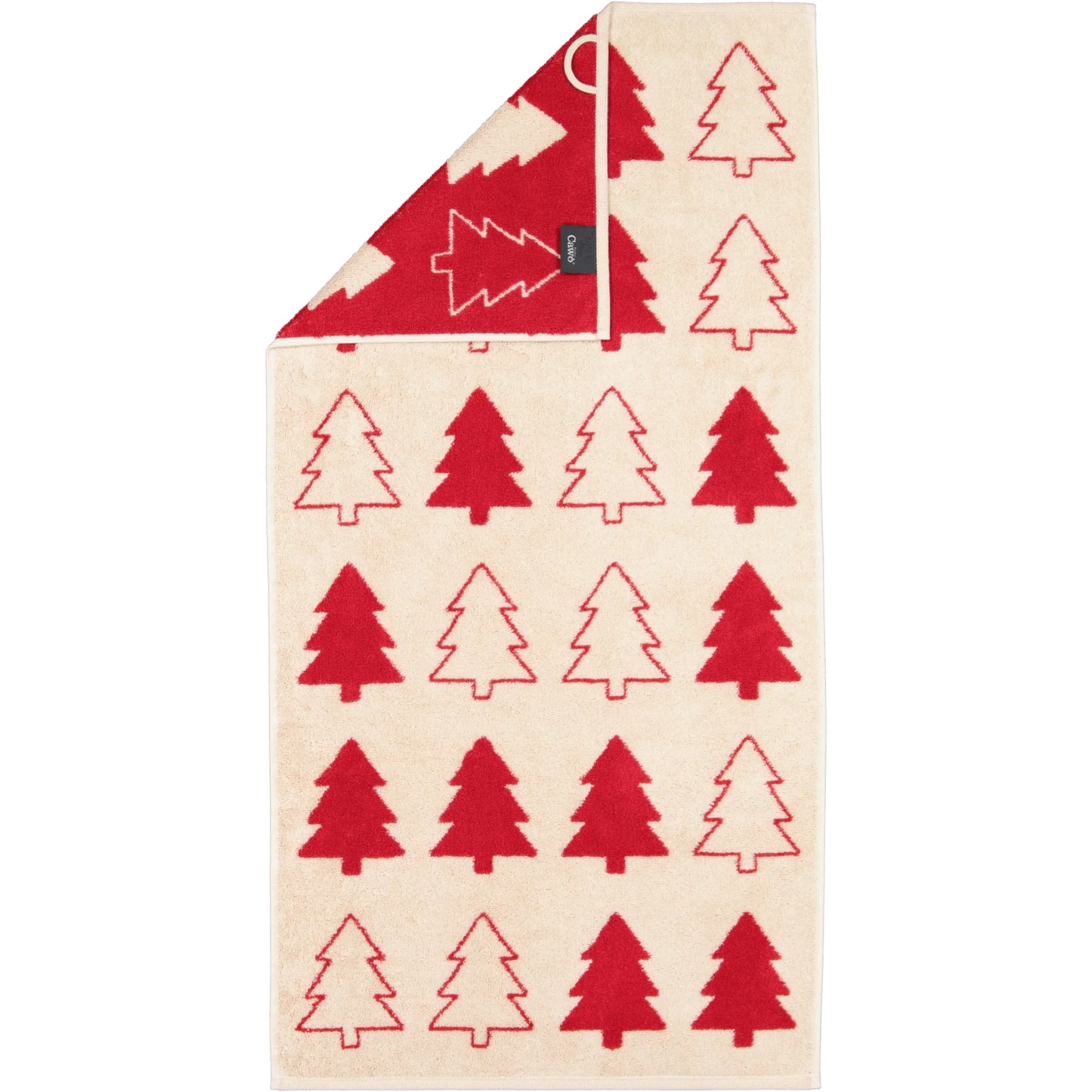 Cawö Handtuch „Christmas Edition Tannenbäume“ – Beige/Grün