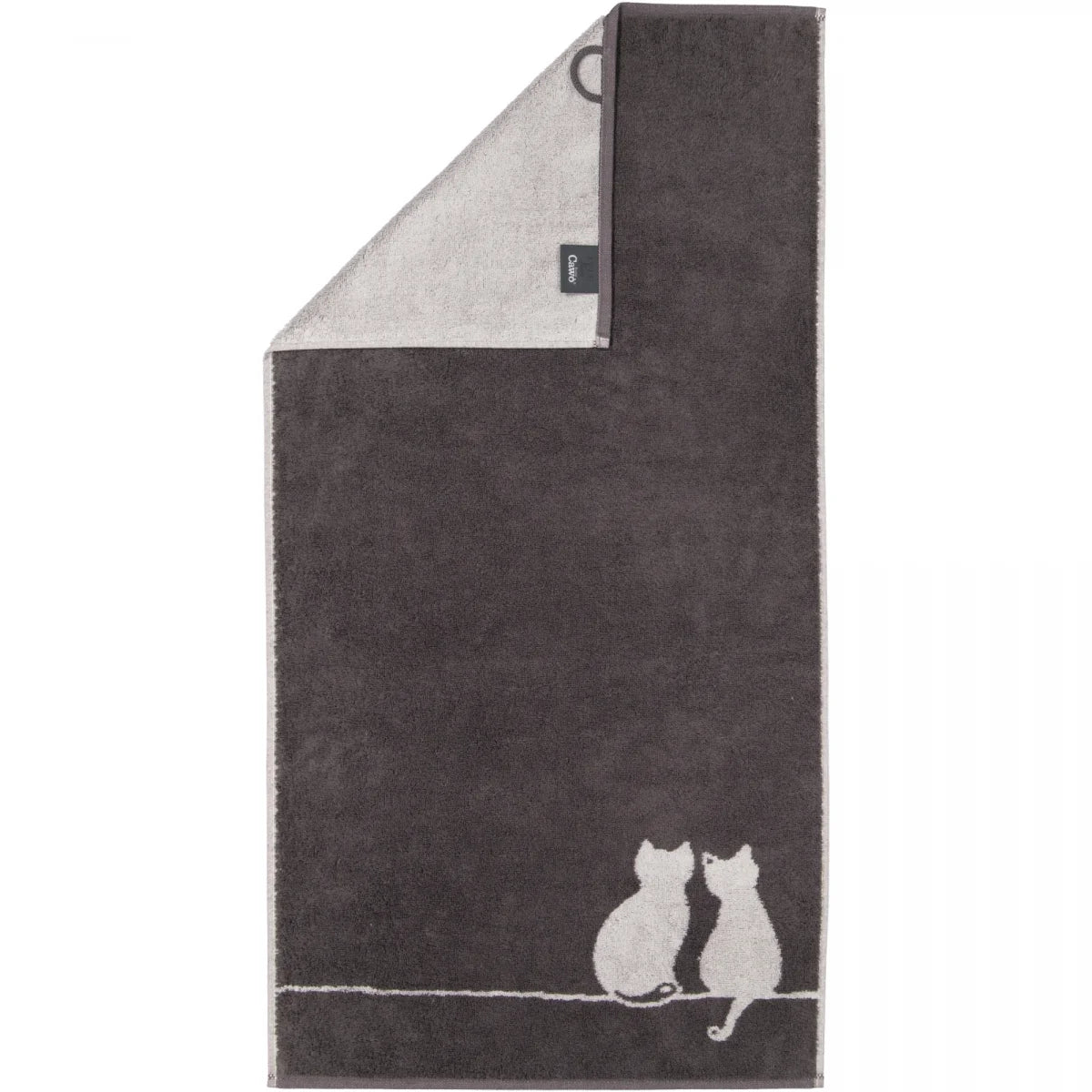 Cawö Handtuch CUTE CATS basalt/platin
