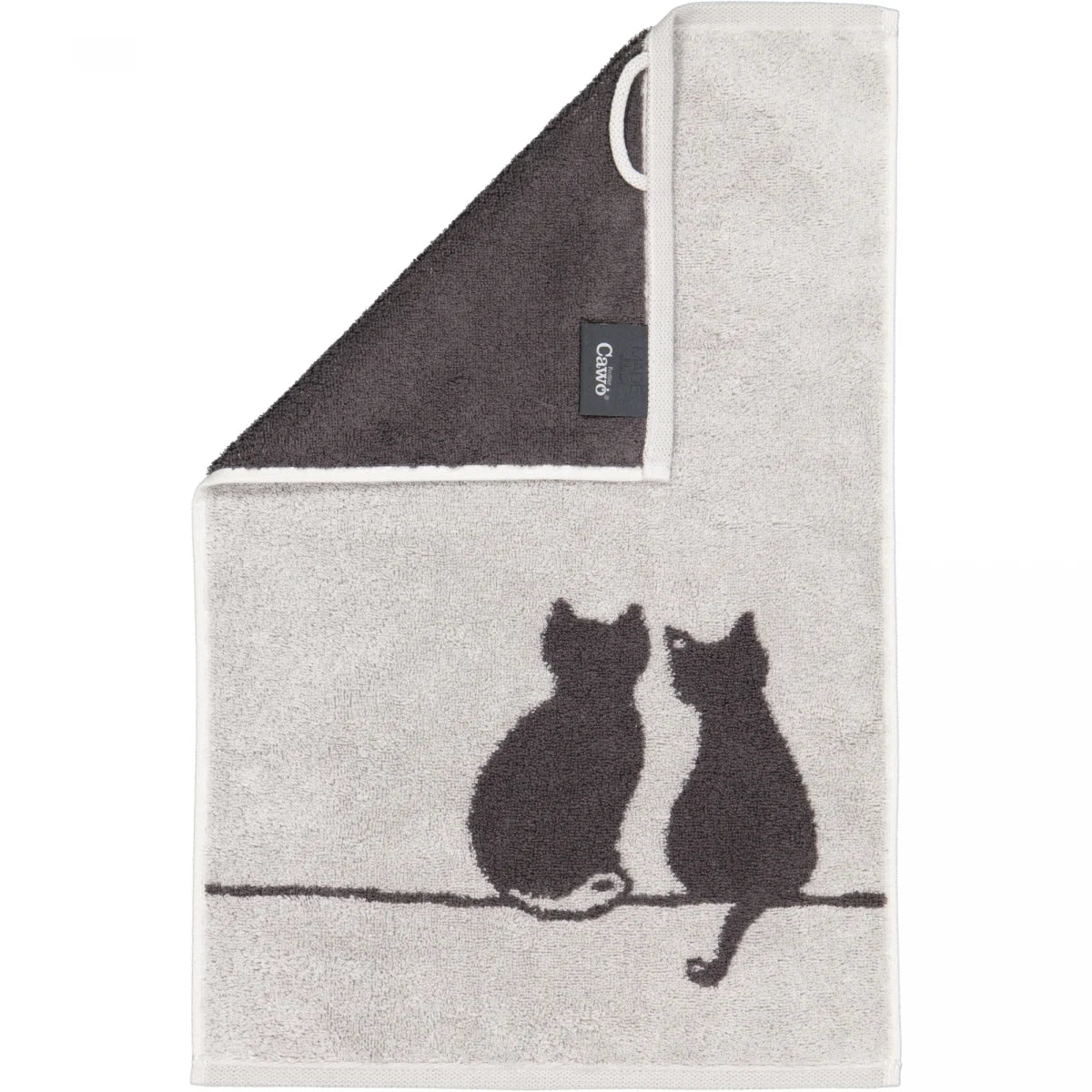 Cawö Handtuch CUTE CATS platin/basalt