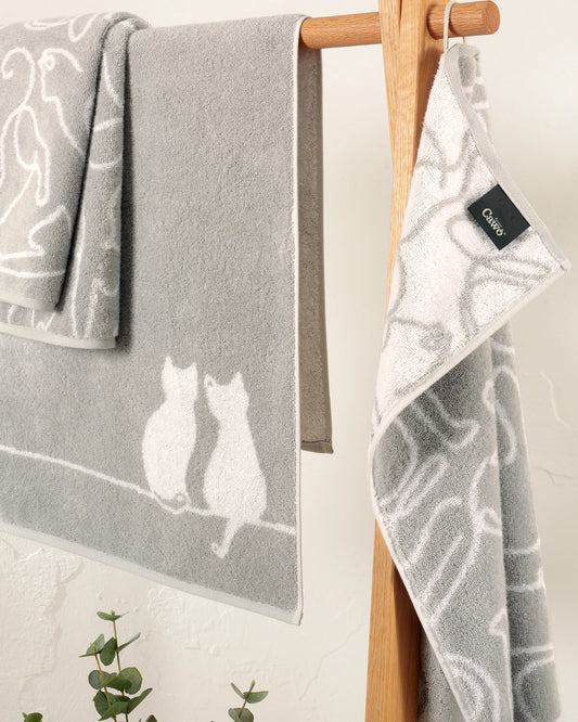 Cawö Handtuch CUTE CATS platin/weiß